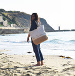 Personalised Handwritten type Jute base Canvas Oversized Tote Shopping and Beach Bag