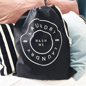 Home And Travel 'Wash Me' Black Laundry Bag