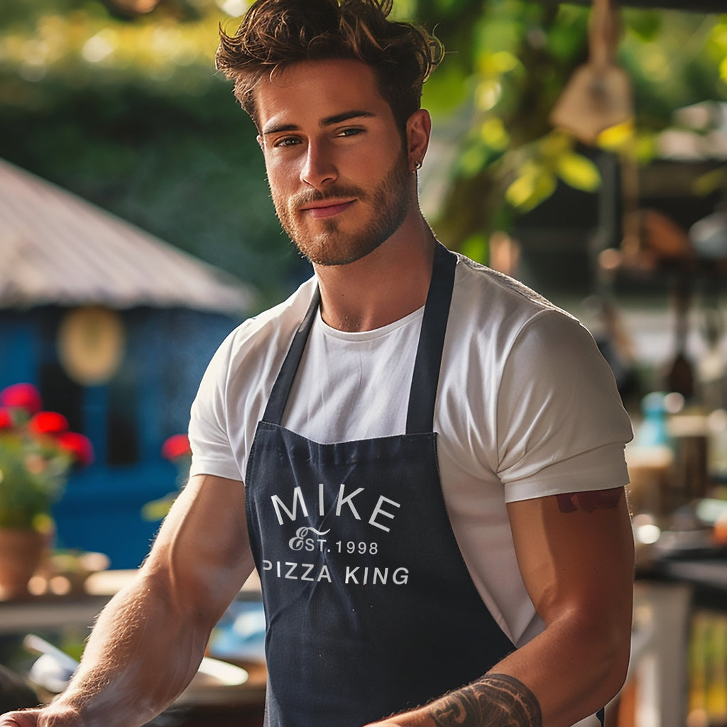Slogan Apron: Personalised For Him, Name And Year