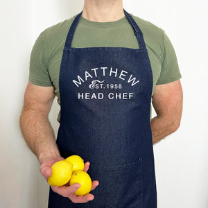 Slogan Apron: Personalised For Him, Name And Year