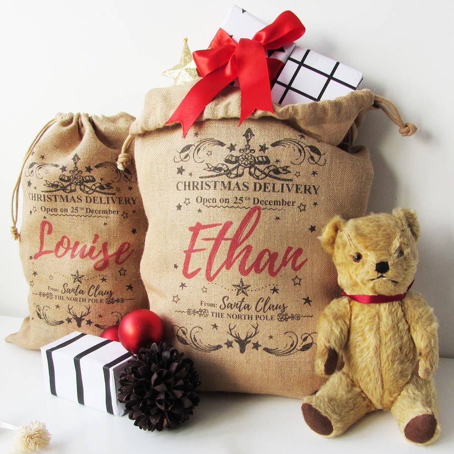 Personalised Burlap Christmas Sack