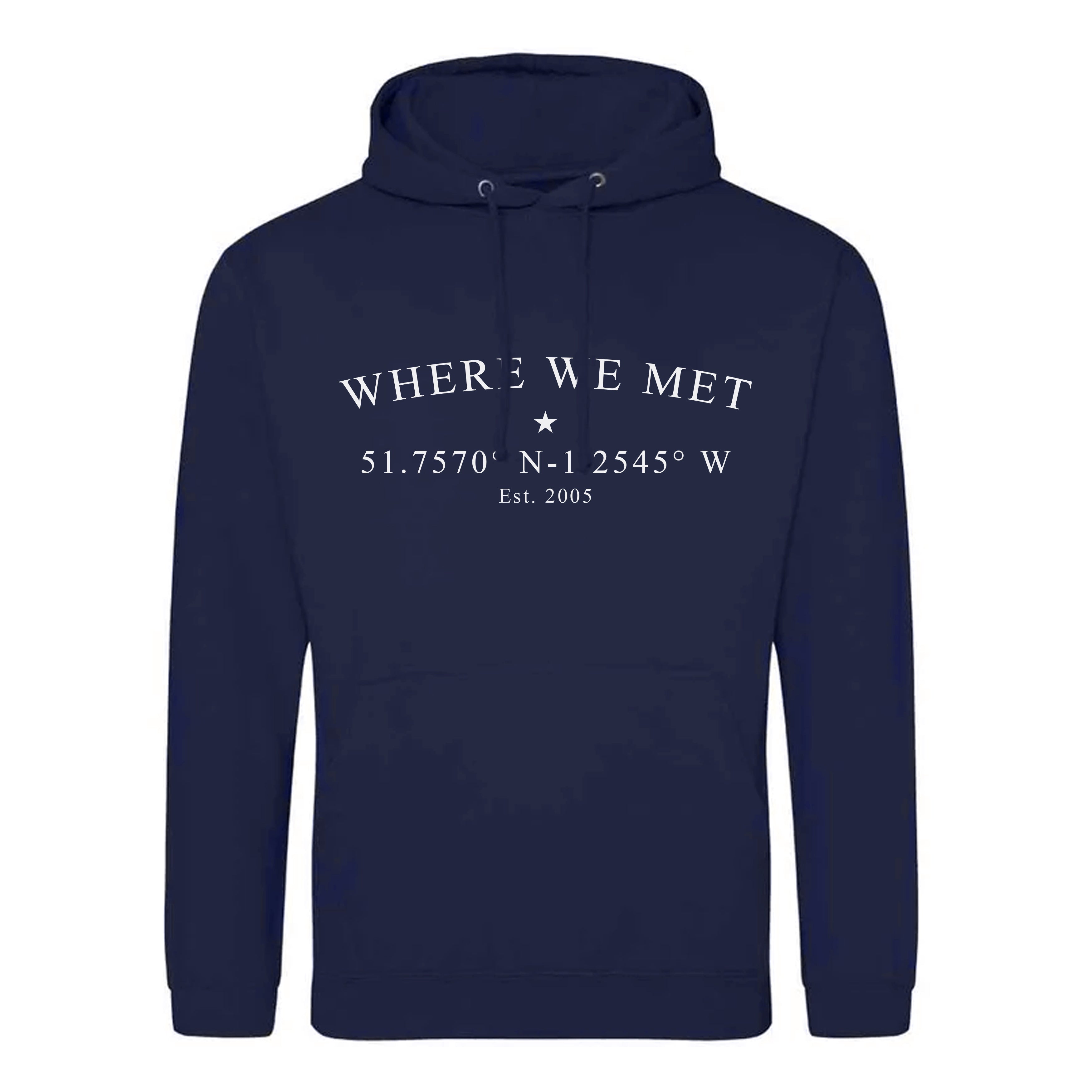 Personalised “Coordinates Hoodie – Where It All Began”