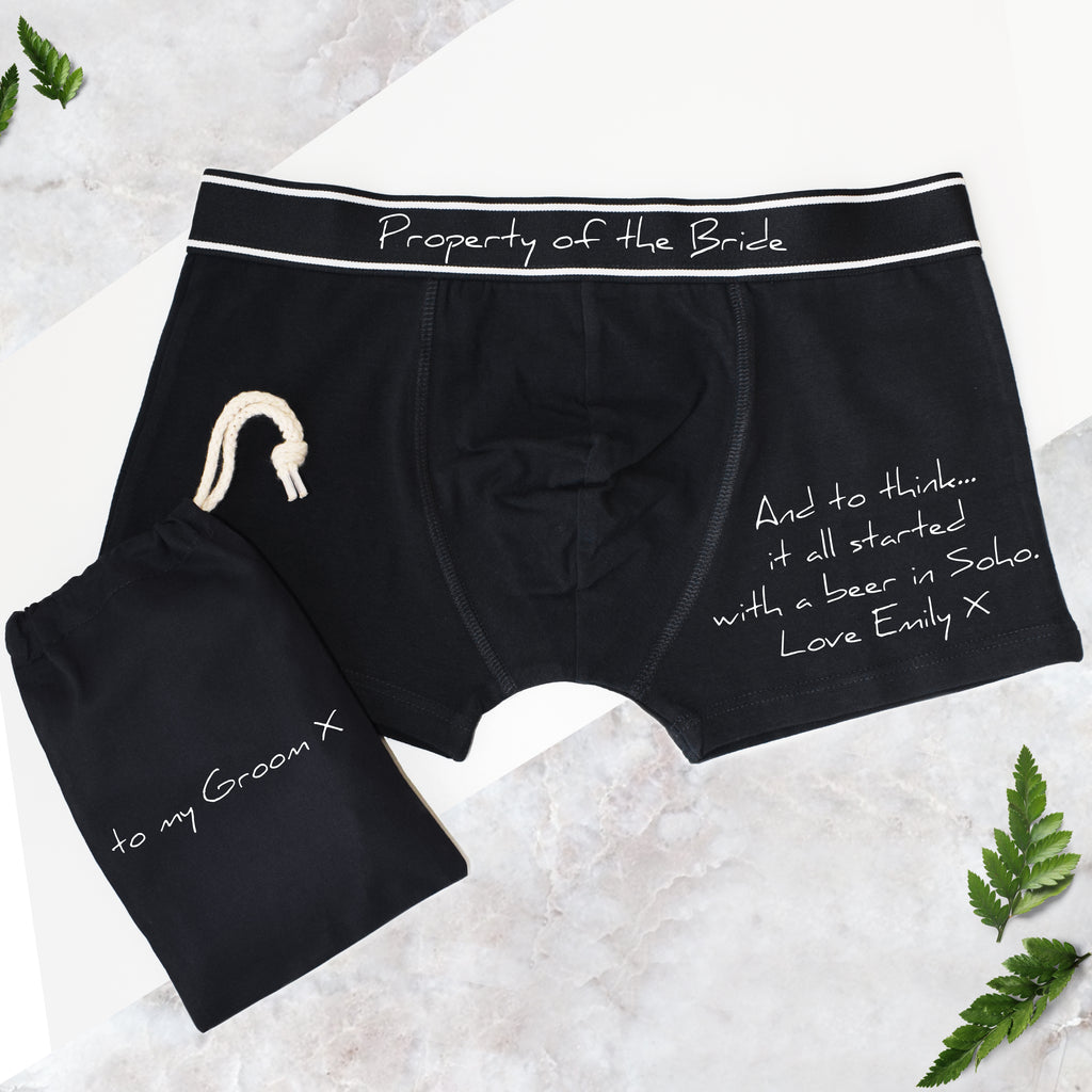 Property Of The Bride, Love Note Wedding Boxers