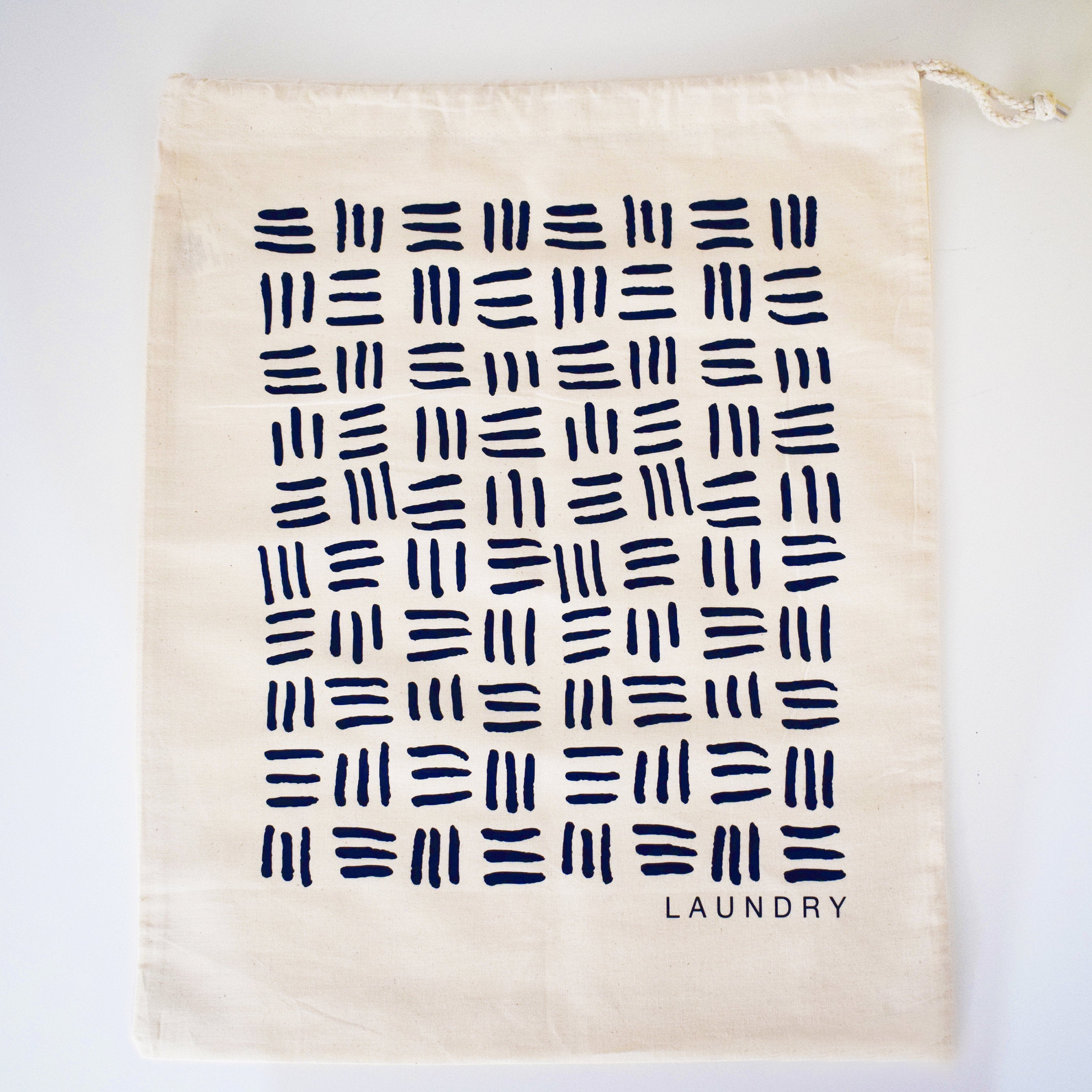 Home And Travel Geometric Lines Laundry Bag, 40cm x 50cm, Personalised Bag, Drawcord Cotton Bag, Kids Room Storage Bag, 100% Cotton
