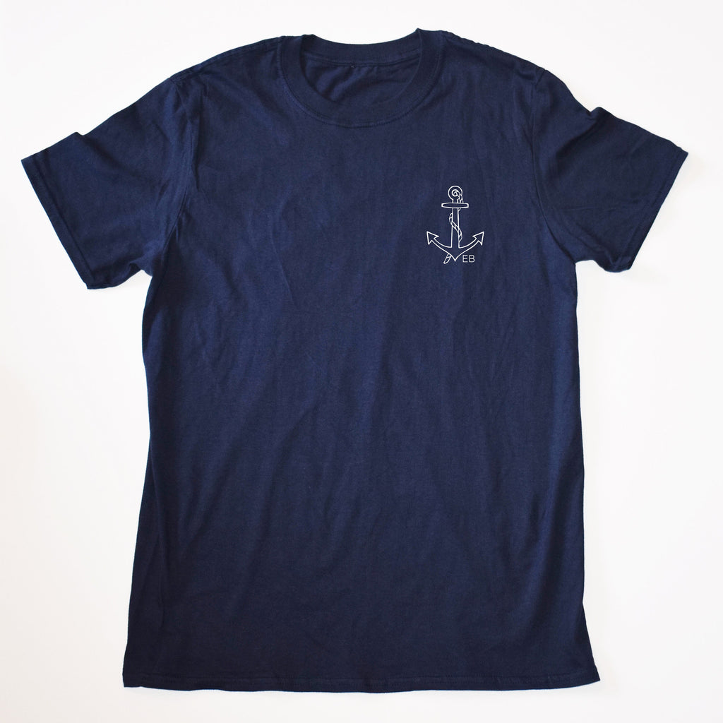 Anchor Print and Initials Men's T-Shirt, - Initials Men's T-Shirt - Gift for Him - Cotton T-Shirt - Colour T-Shirt - Men's Graphic T-Shirt