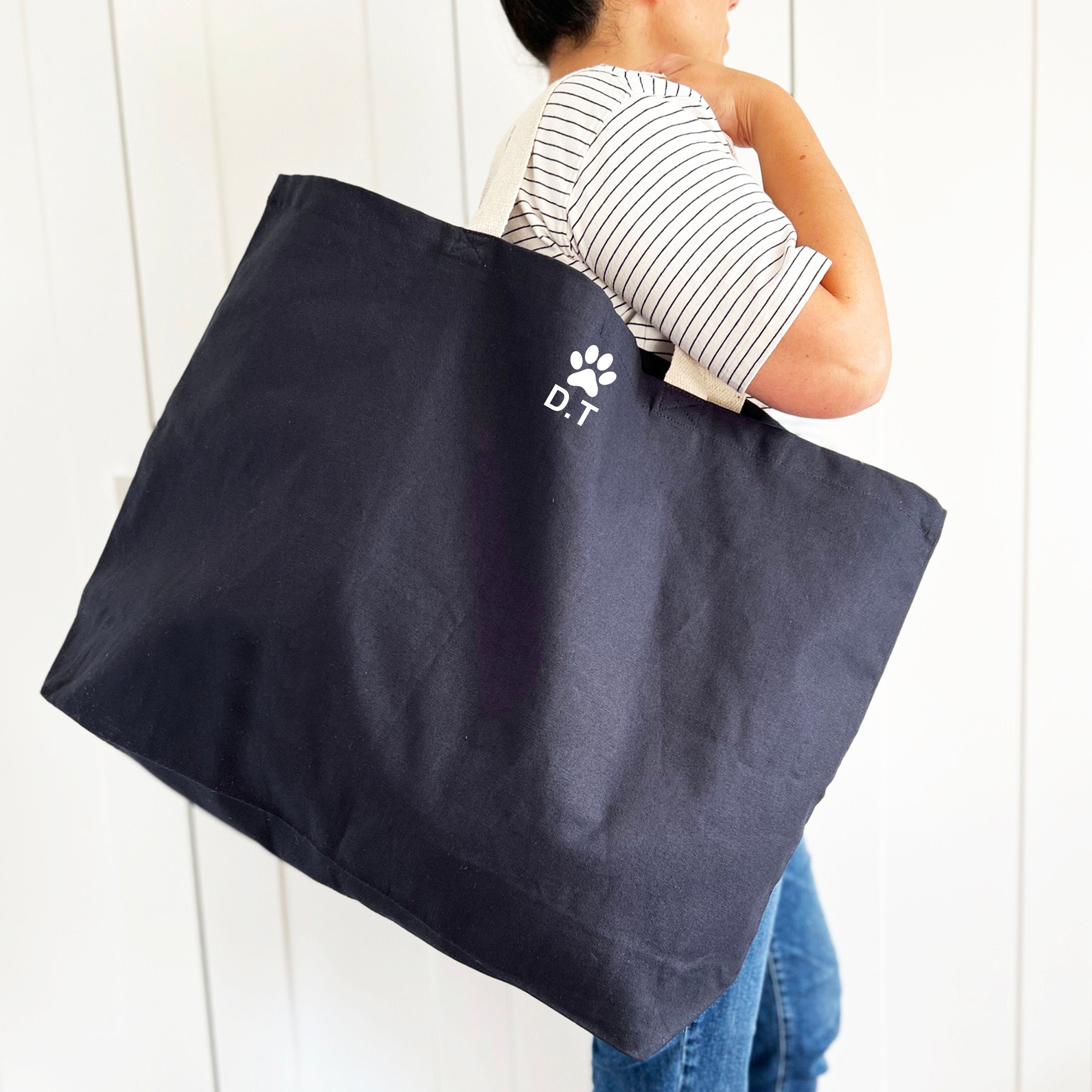Giant Navy Bag, Personalised MOTIF HOBBIES & INITIALS Oversized Bag, Shopping, Hobbies gift, Big Tote, Family Beach Bag, Groceries, animal