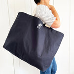 Giant Navy Bag, Personalised MOTIF HOBBIES & INITIALS Oversized Bag, Shopping, Hobbies gift, Big Tote, Family Beach Bag, Groceries, animal