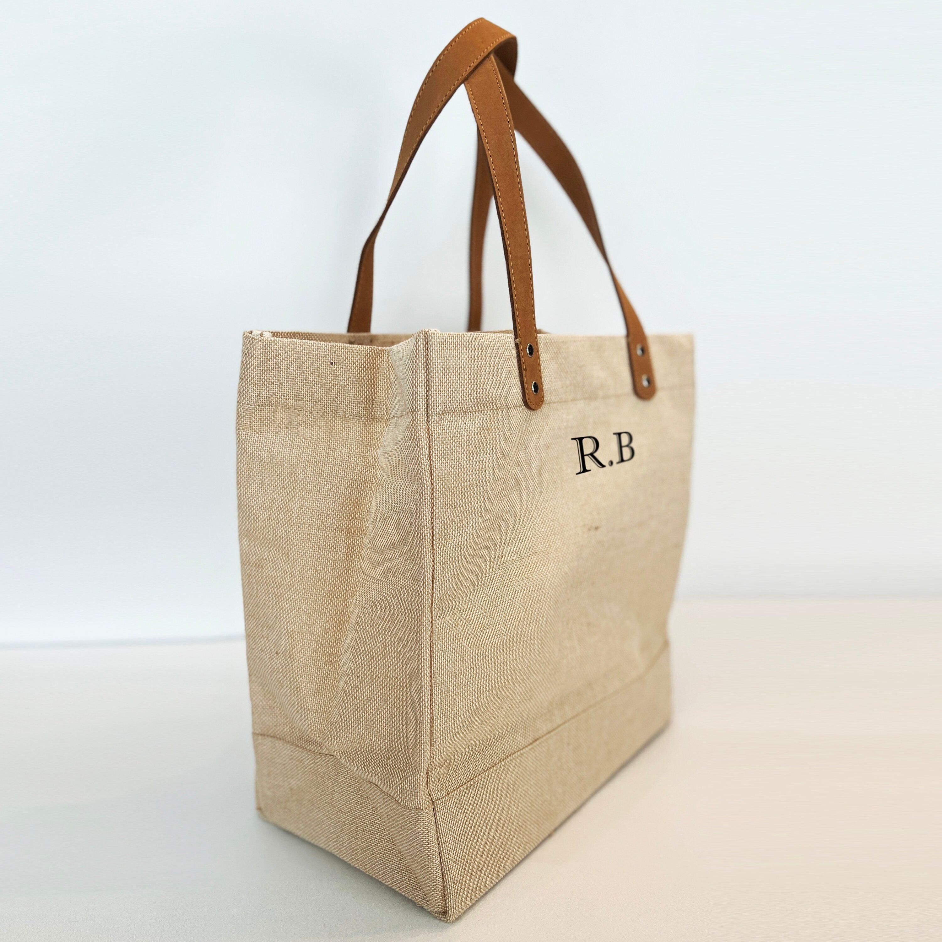 Simple Monogram Initials Market Shoulder Tote Bag, Personalised Market Bag, Canvas Shopping Bag, Gift for Christmas, Mum, Dad, Juco Bag