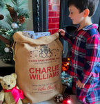 Personalised Father Christmas Express Mail Sack, Traditional Santa Sack, Child Xmas, Personalised Xmas Gift Bag, XL, L, M, S Sizes