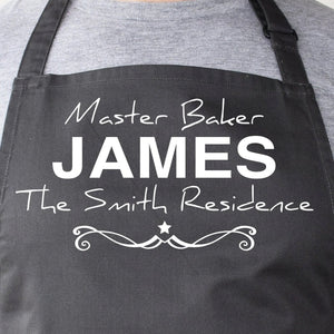 Custom Master Baker Apron: Personalised Name And Text - baking apron -kitchen clothing - Perfect gift for the cooking enthusiast