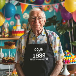 Personalised Aged To Perfection, Birthday Apron, Gift For Him -Cooks present - gift for him -Perfect gift for the cooking enthusiast