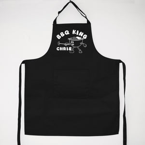 Personalised BBQ King Apron with Grill Mascot Cartoon, Custom Chef Funny Grilling Apron, Customisable Grill Master Apron, BBQ Lover Gift