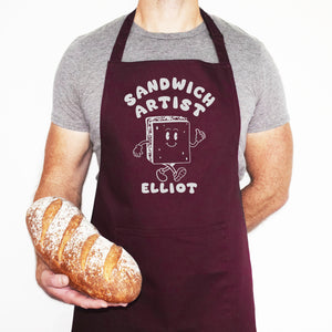 Personalised Sandwich Artist Apron | Custom Name Kitchen Gift | Sandwich Artist Cooking Apron | Sandwich Lover's Birthday Gift | Custom Name