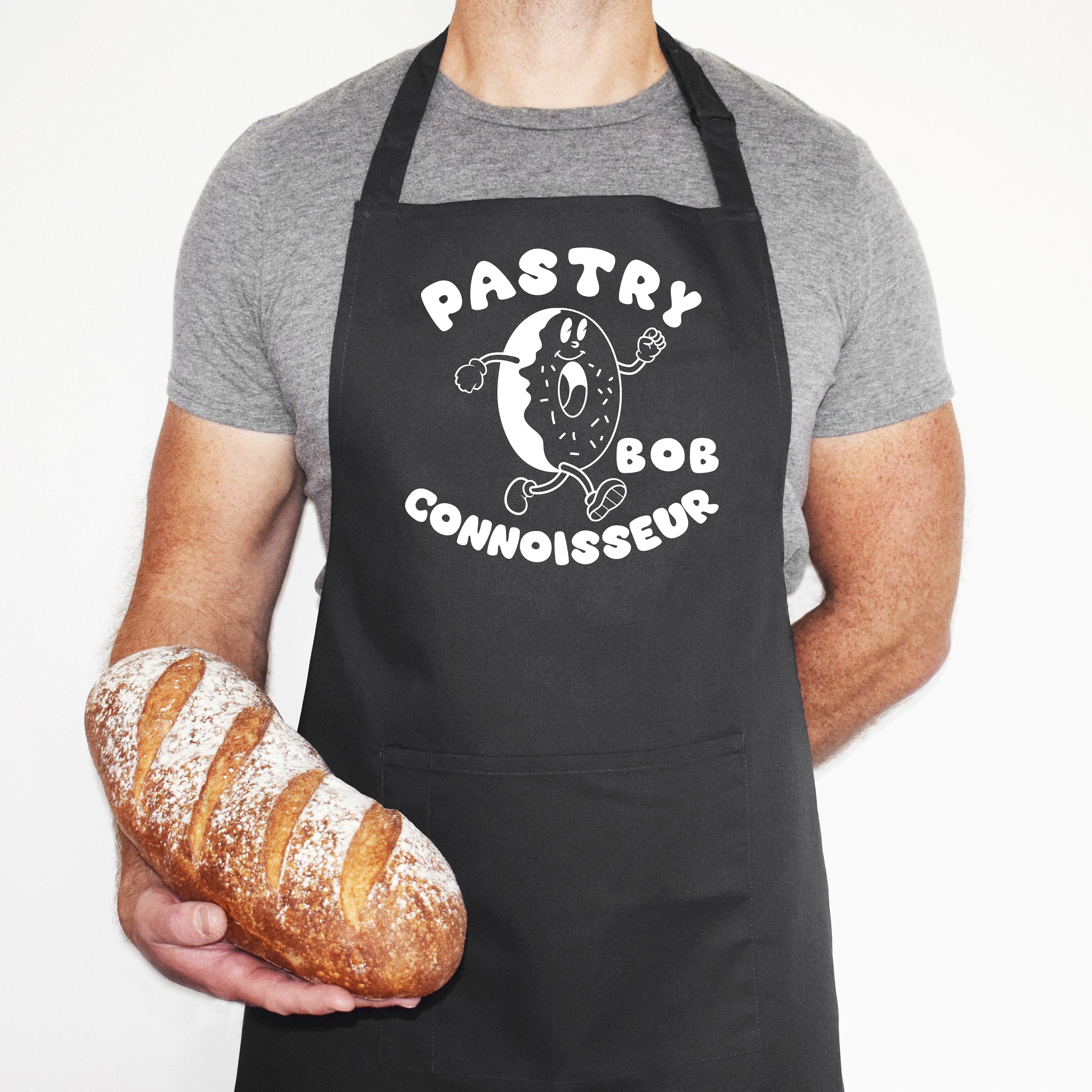Personalised Retro Donut Mascot Cartoon Apron - Perfect Gift for Pastry Lovers - Customisable Chef Baking Gift Idea - Unisex Kitchen Apron
