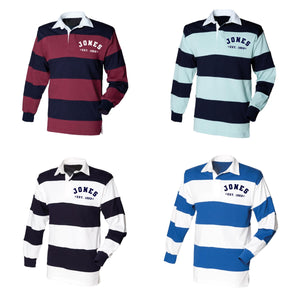Personalised Men's Rugby Shirt - Contrast Panel Stripe - Custom Name & Date - Polo Shirt - Men's Christmas Gift, Mens Long Sleeve T- Shirt