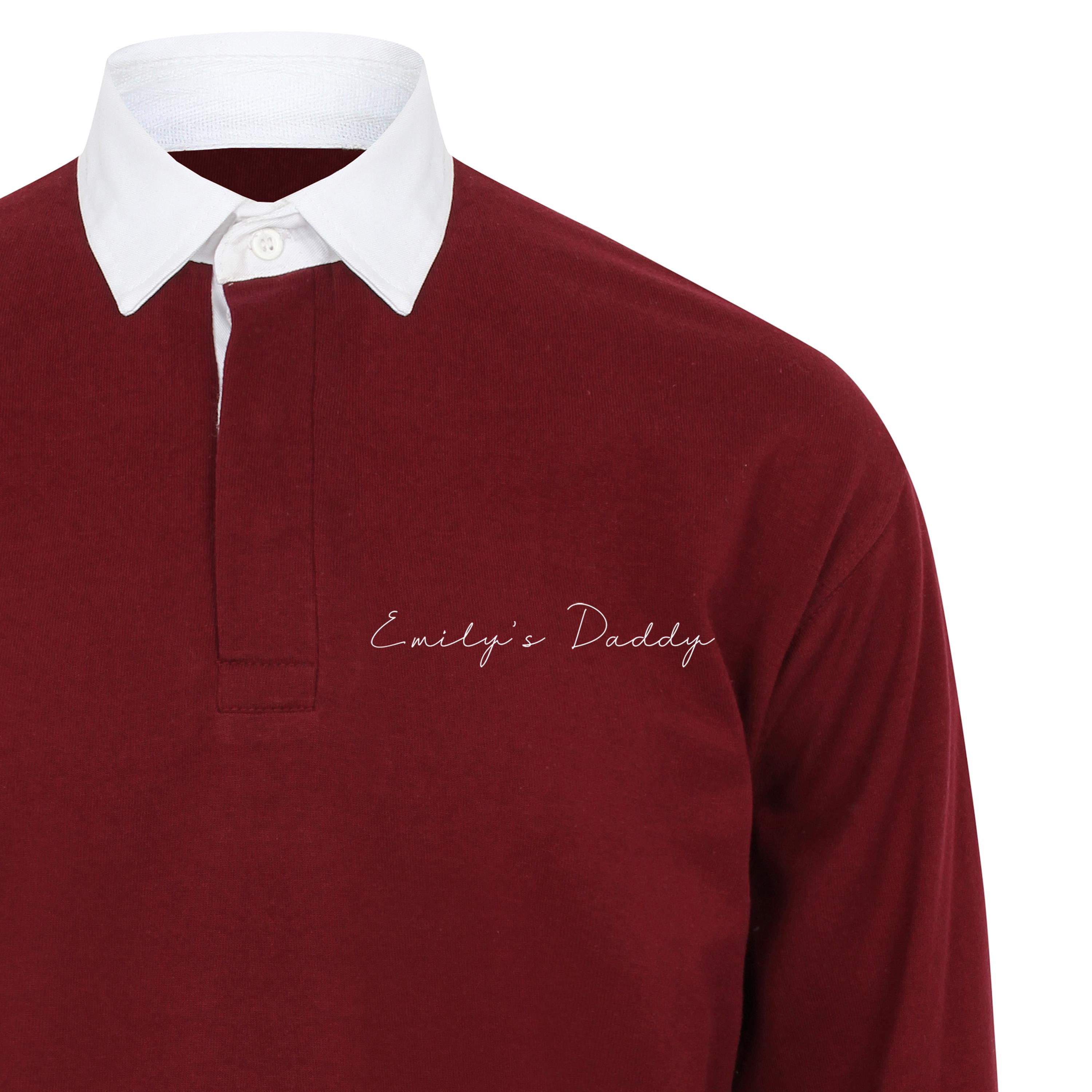 Personalised Men’s Rugby Shirt – Custom Name Chest print in Handwritten Font – 100% Cotton – Gift for Him - Mens Polo Shirt - Mens casual T
