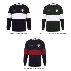 Personalised Men’s Rugby Shirt – Initial Emblem & Birth Year - Panelled Colour Block – Custom Chest Print Gift for Him – Men's Polo Top