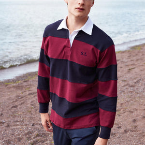 Personalised Rugby Shirt – Minimalist Custom Initials - Panelled Design – Monogram Sports Shirt – Gift for Him, Her – Long Sleeve Polo