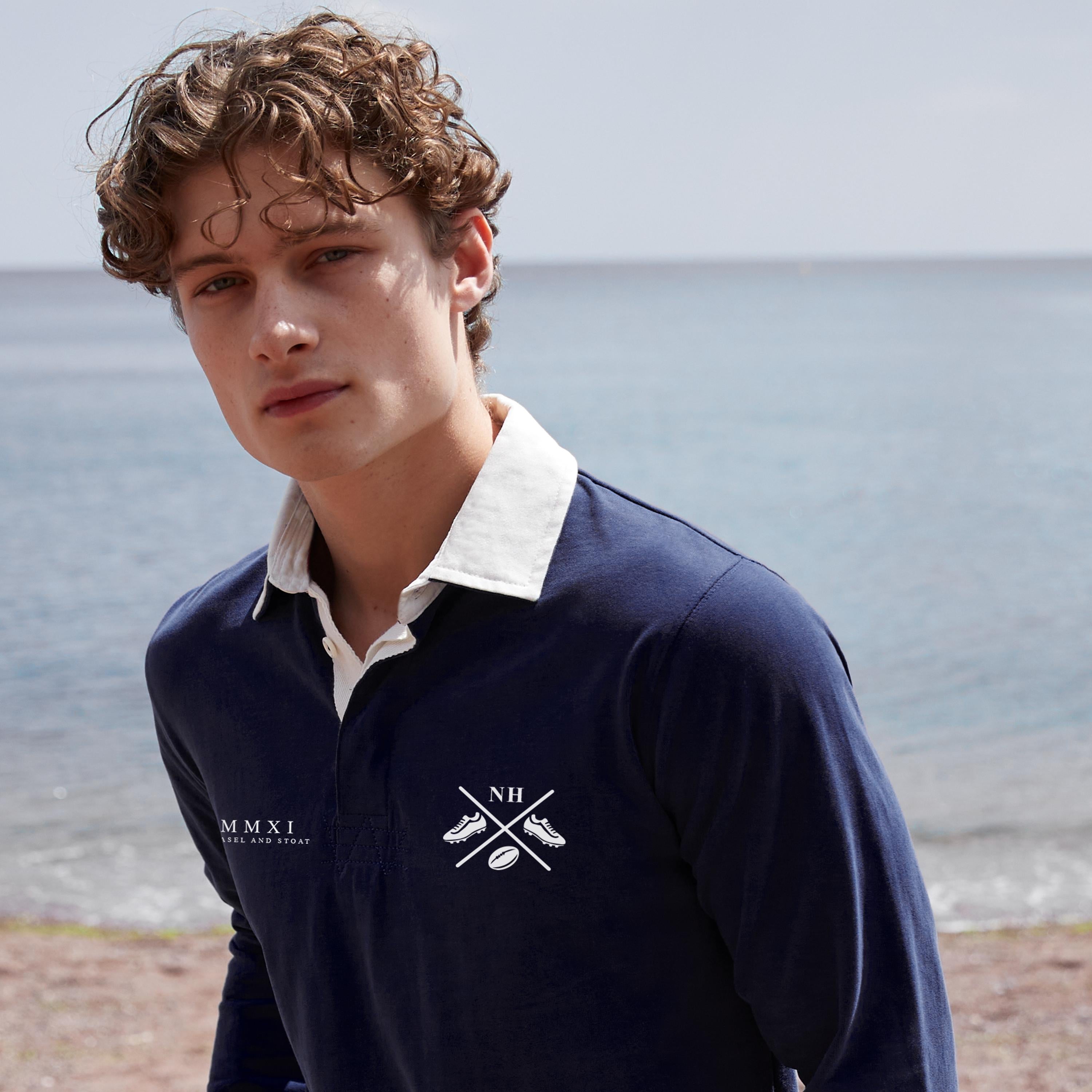 Unisex Custom Rugby Shirt with Initials | Personalised Rugby Top | Gift for Him or Her | Classic Cotton Shirt with Rugby Logo Print | Polo