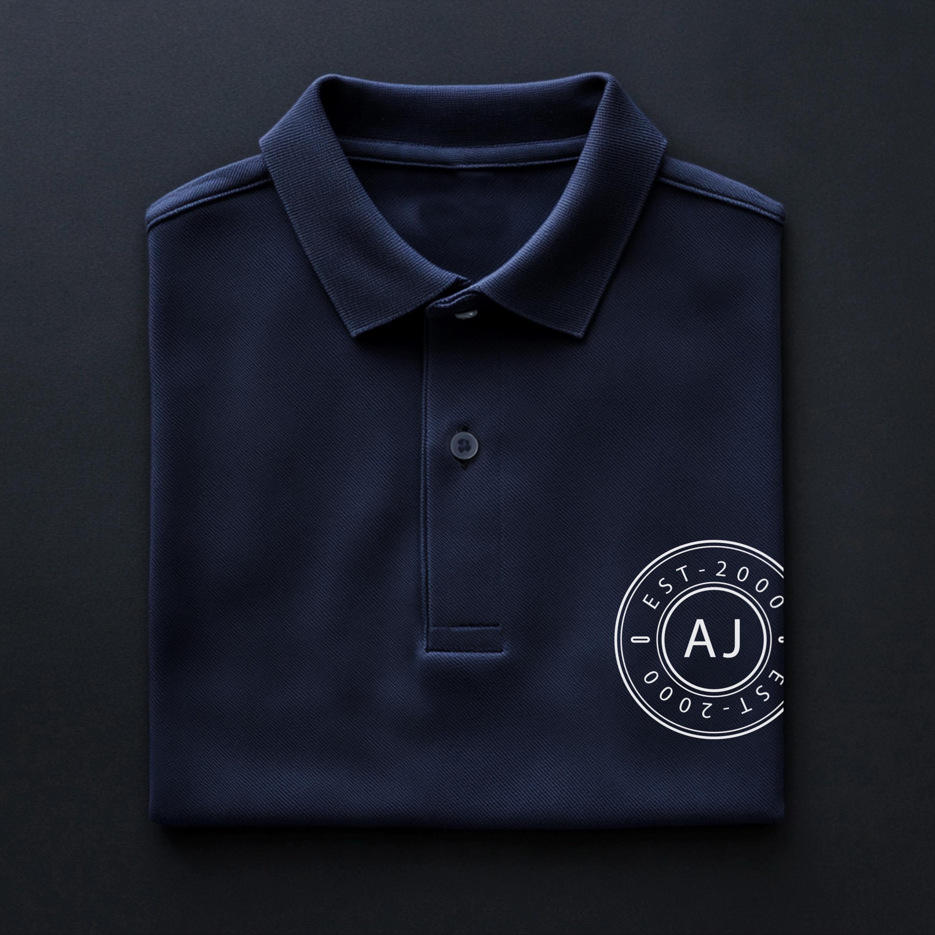 Personalised Men’s Polo Shirt with Initials & Est. Year | Custom Circular Chest Logo | Gift for Him | Classic Cotton Polo | Golf, Rugby Top