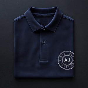 Personalised Men’s Polo Shirt with Initials & Est. Year | Custom Circular Chest Logo | Gift for Him | Classic Cotton Polo | Golf, Rugby Top