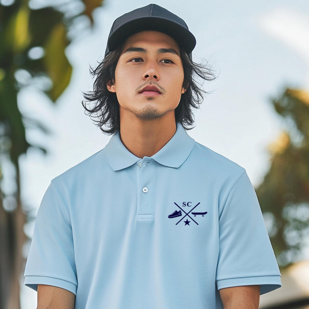 Modern Heritage Men’s Polo Shirt | Street Style Initials Logo | Skate & Trainer Graphic | Custom Polo | Gift for Him | Gift for Skaters