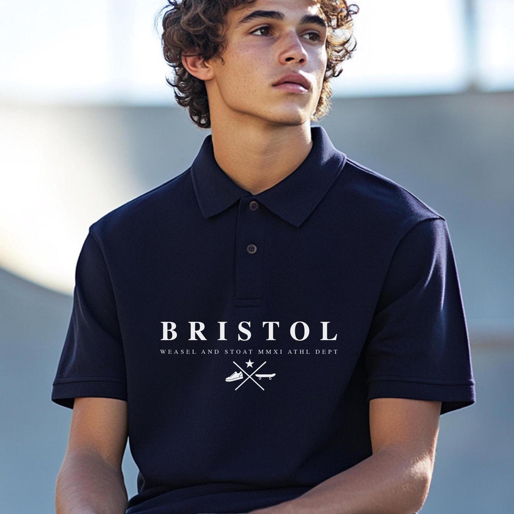 Modern Heritage Polo Shirt with Custom Location | Skate & Trainer Graphic | Athletic Branding | Gift for Him | Sports Fan Gift