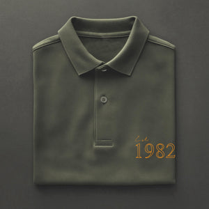 Personalised Men’s Polo Shirt with Est. Year | Custom Birth Year Polo | Gift for Him | Milestone Birthday or Anniversary