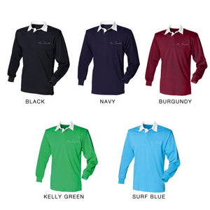 Personalised Men’s Rugby Shirt – Custom Name Chest print in Handwritten Font – 100% Cotton – Gift for Him - Mens Polo Shirt - Mens casual T