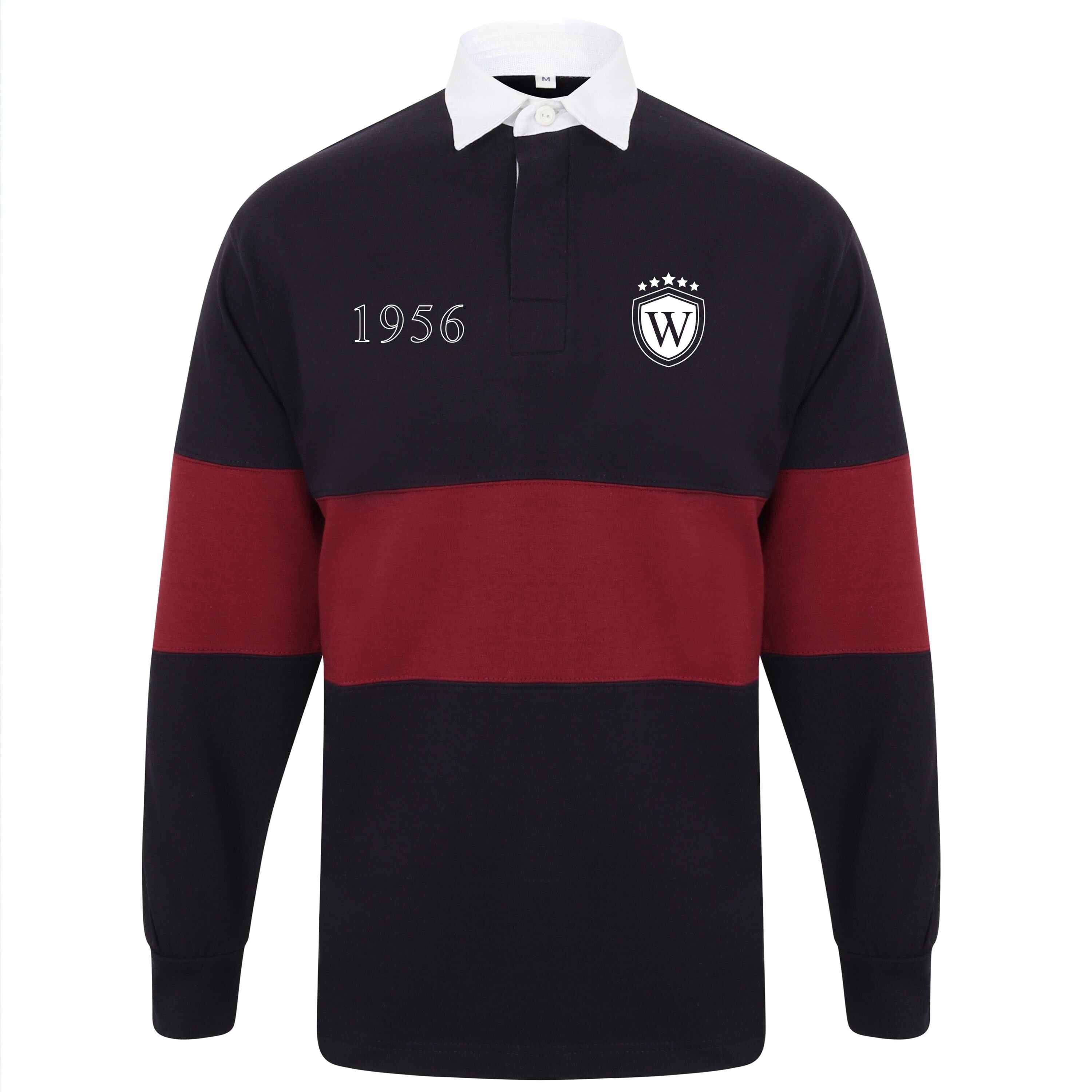 Personalised Men’s Rugby Shirt – Initial Emblem & Birth Year - Panelled Colour Block – Custom Chest Print Gift for Him – Men's Polo Top