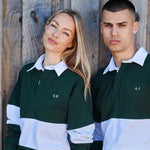Personalised Rugby Shirt with Initials – Unisex Panelled Rugby Top – Custom Gift for Him or Her – Navy, Green, Burgundy, Monogram Polo Shirt