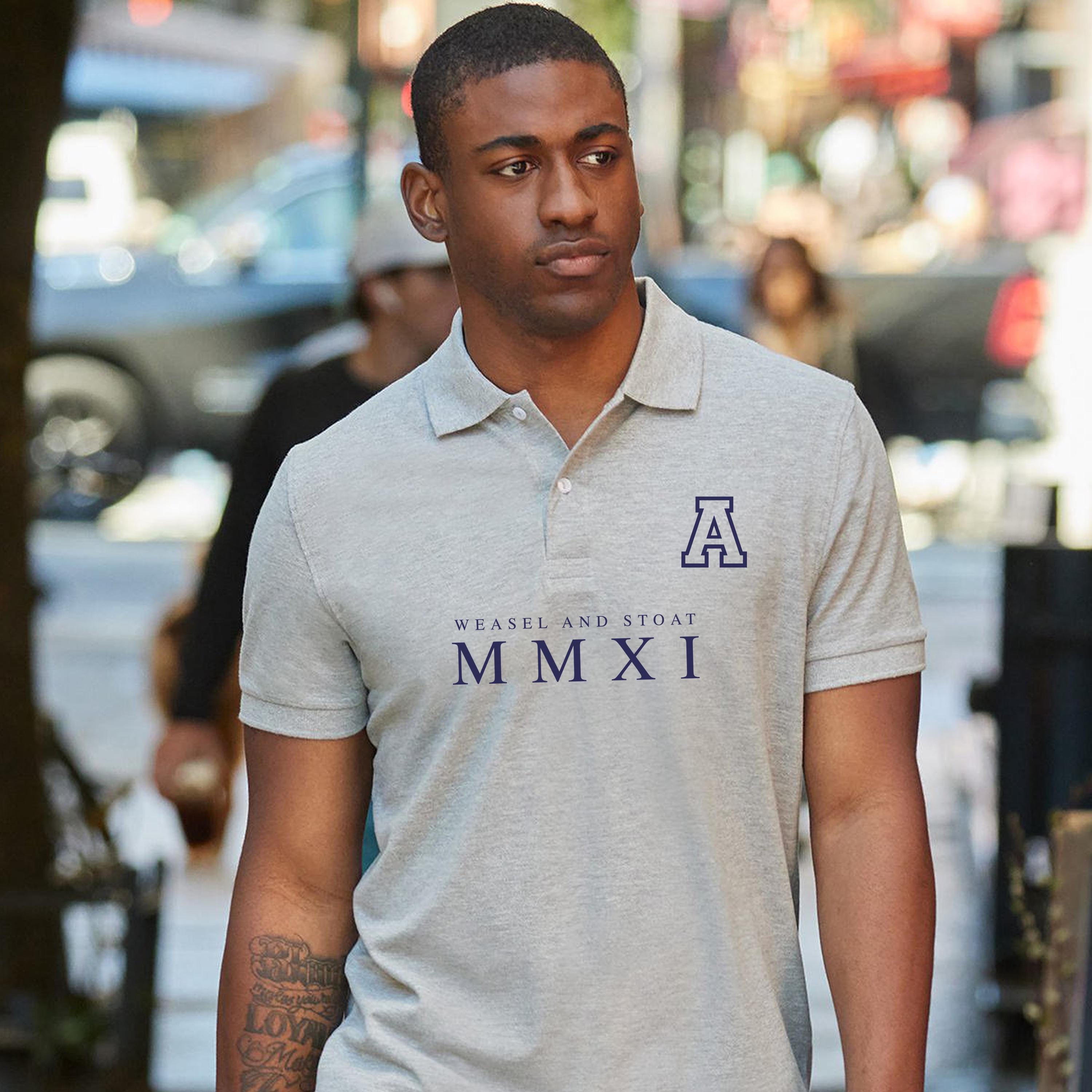 Personalised Men’s Polo Shirt with Custom Initial – Heritage Varsity Style – Athletic Branding – Gift for Him - Relaxed Look - Casual Tee