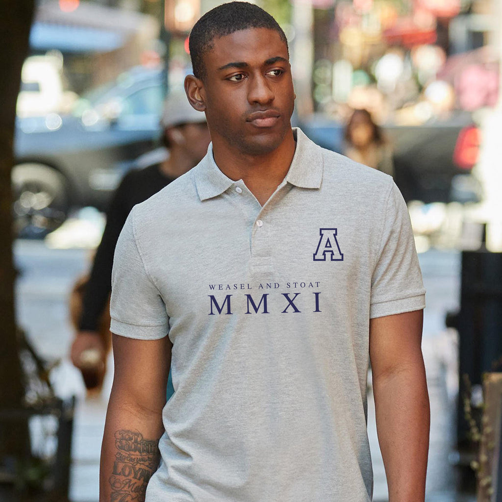 Personalised Men’s Polo Shirt with Custom Initial – Heritage Varsity Style – Athletic Branding – Gift for Him - Relaxed Look - Casual Tee