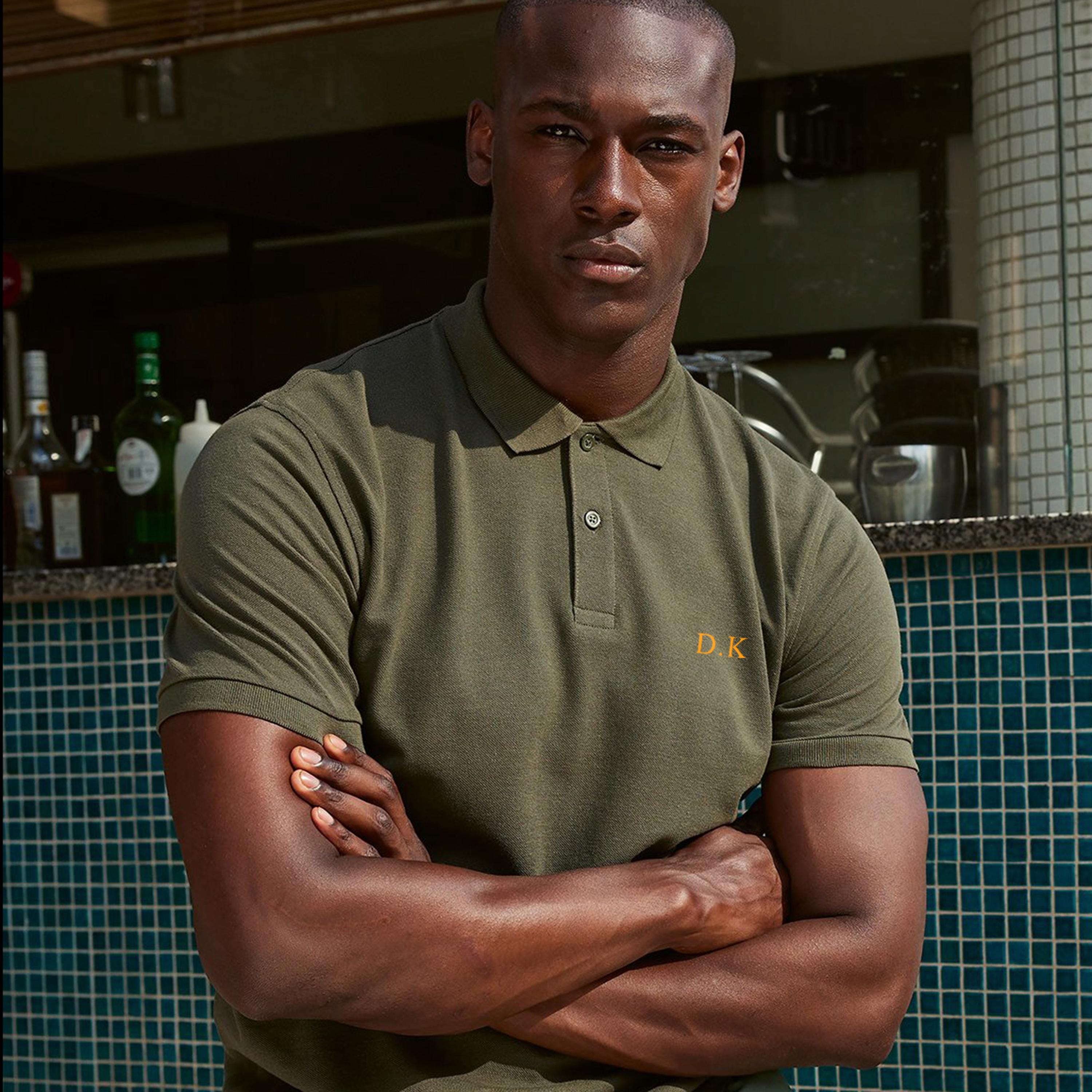 Personalised Men’s Polo Shirt with Initials | Classic Chest Monogram Print | Custom Cotton Polo | Gift for Him | 30 Colours | Gift for Dad
