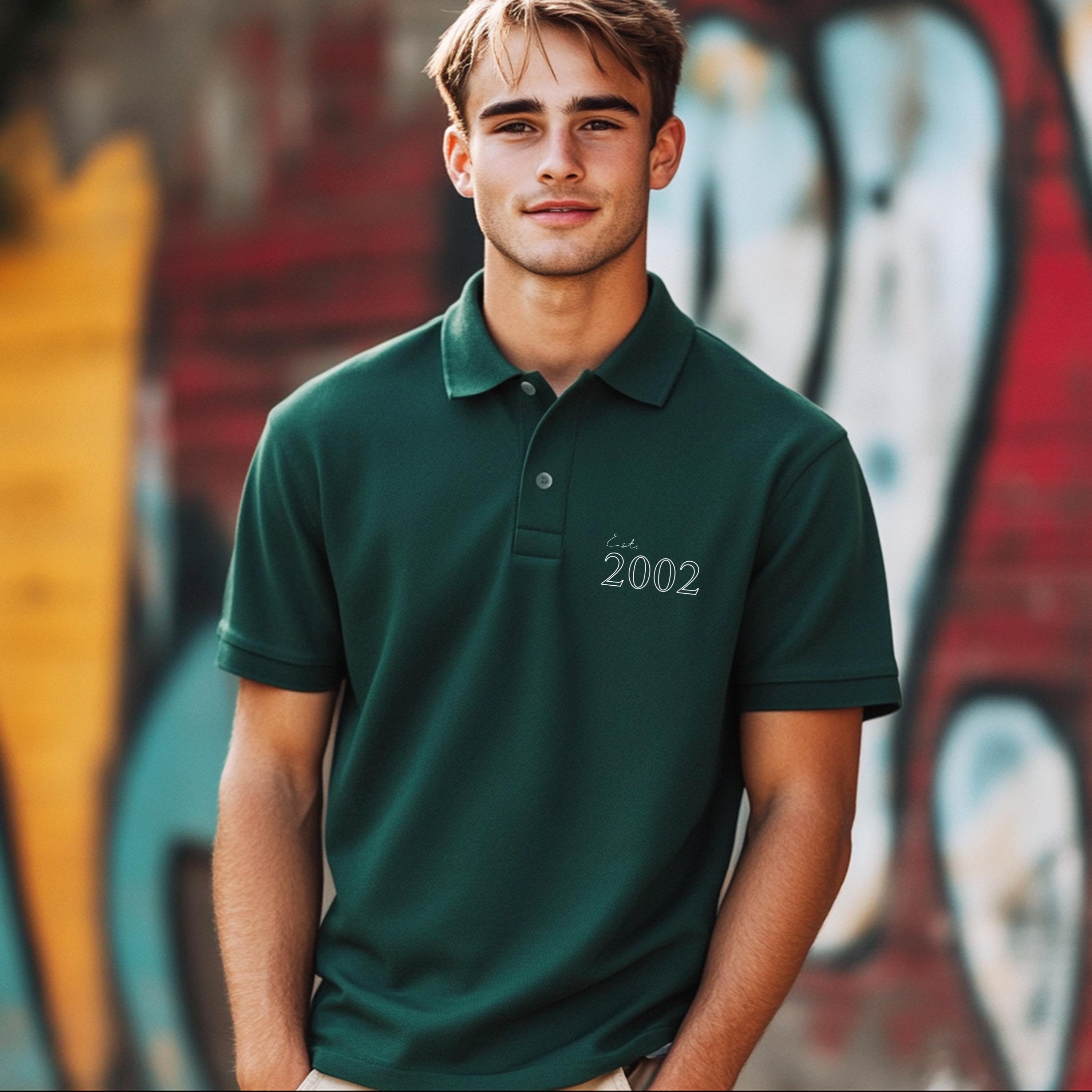 Personalised Men’s Polo Shirt with Est. Year | Custom Birth Year Polo | Gift for Him | Milestone Birthday or Anniversary