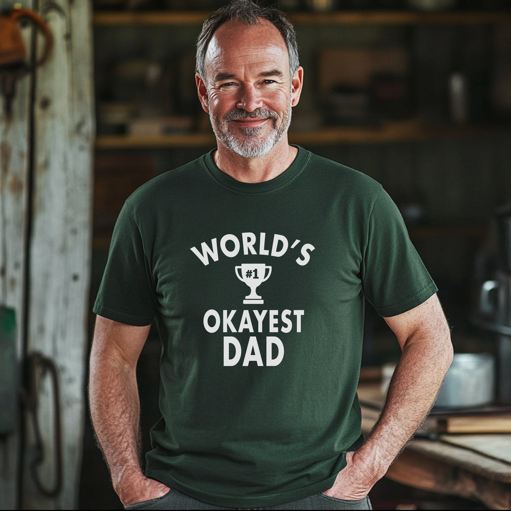 Personalised 'World’s Okayest' T Shirt – Funny Gift For Dad, Grandad, Husband Or Boss