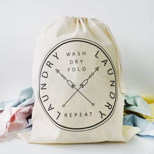 Wash Dry Fold Repeat, Laundry Bag in Black