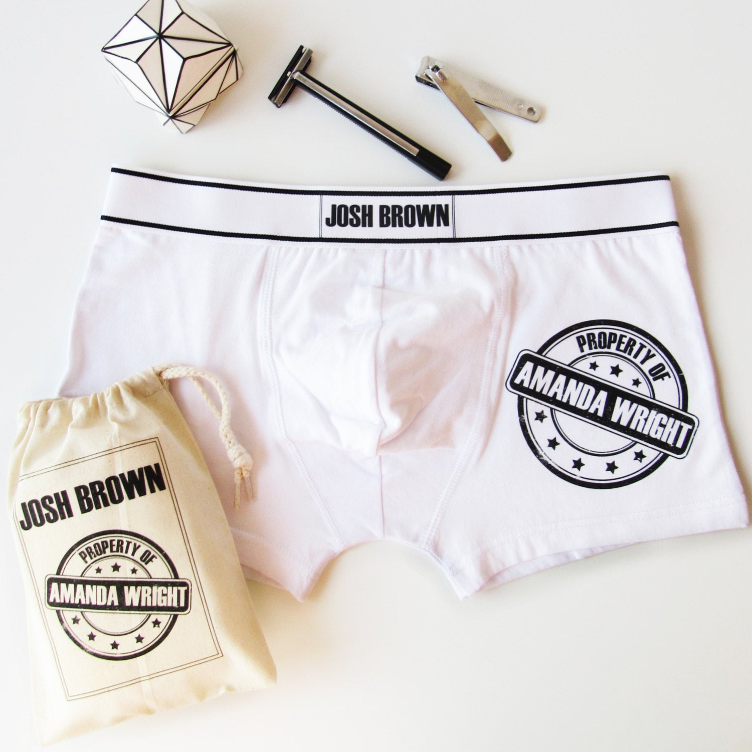 Property of Stamp, Personalised Men's Boxer Briefs