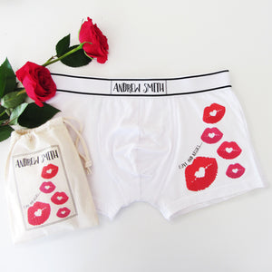 Love And Kisses, Personalised Men's Boxer Briefs