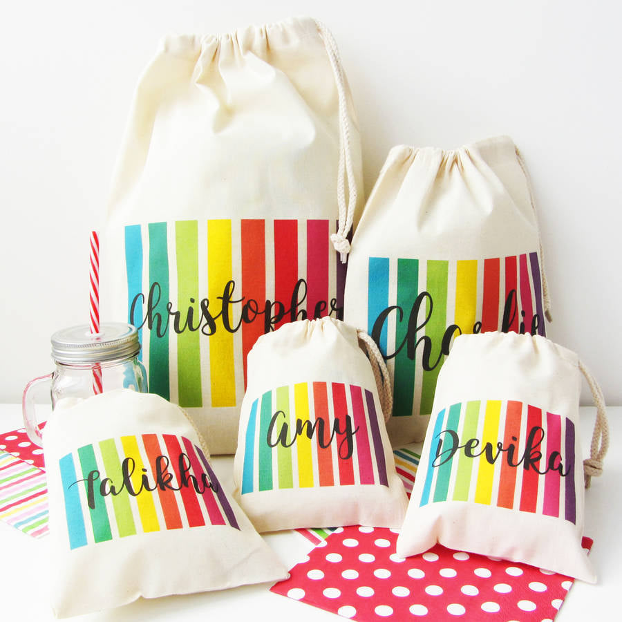 Rainbow Stripe Personalised Party And Occasion Bags