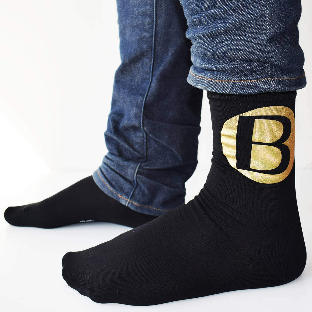 Personalised Bold Initials Mens Gift Socks