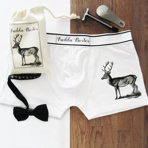 Stag Print, Personalised Men's Boxer Briefs