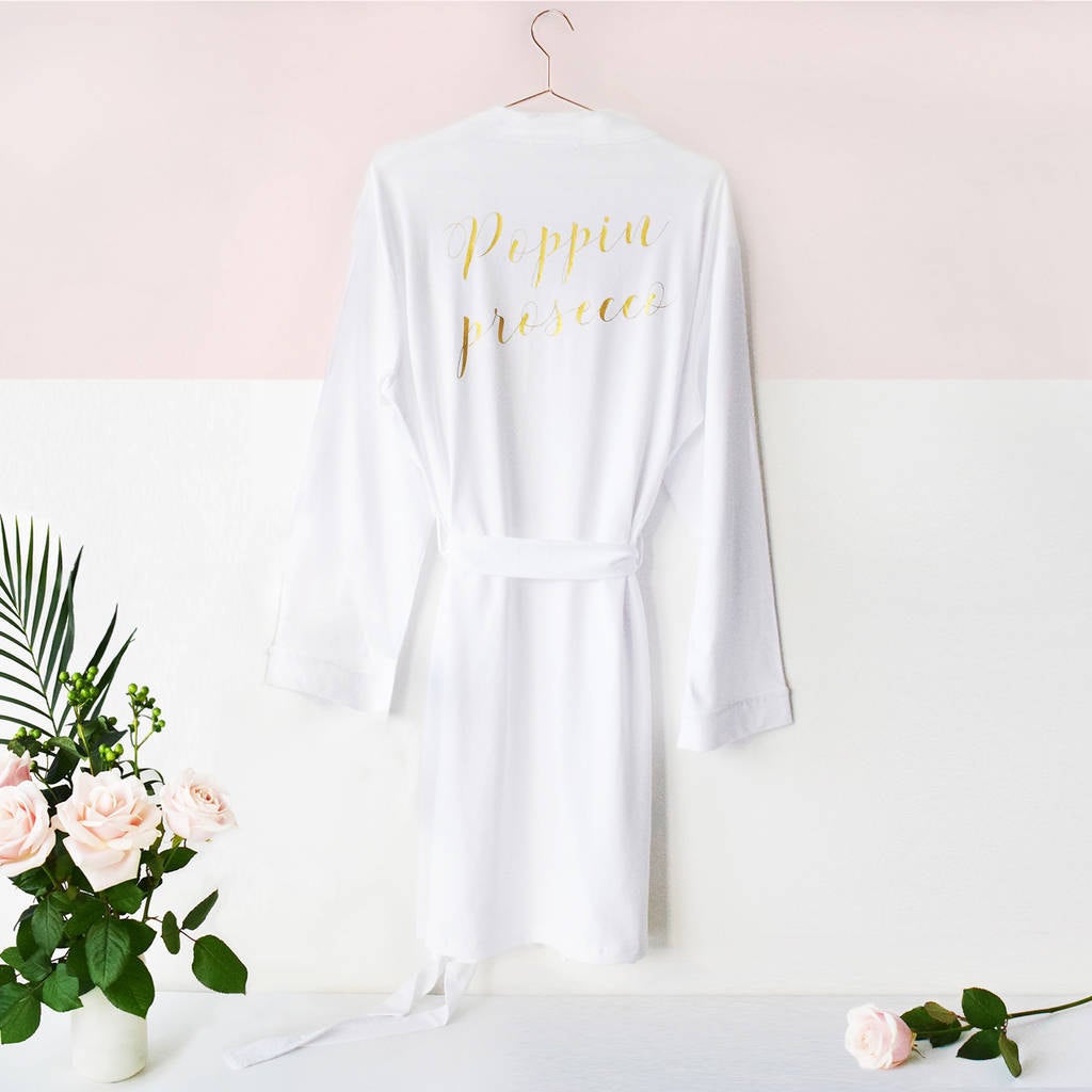 Poppin Prosecco' Wedding Day Dressing Gown Robe
