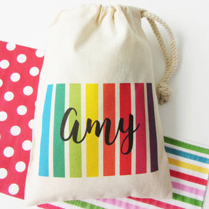 Rainbow Stripe Personalised Party And Occasion Bags