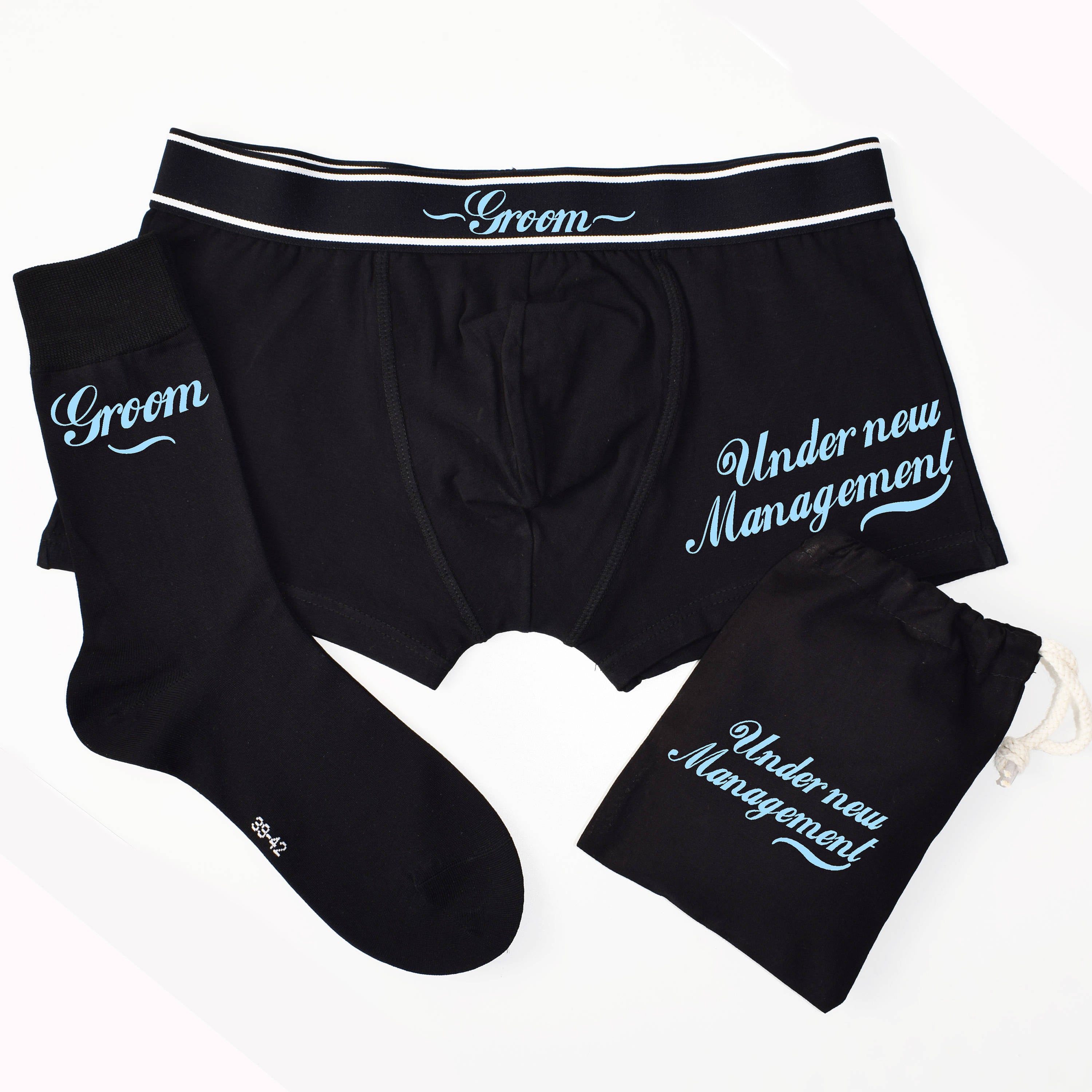 Under New Management Groom's Boxers and Socks Gift Set