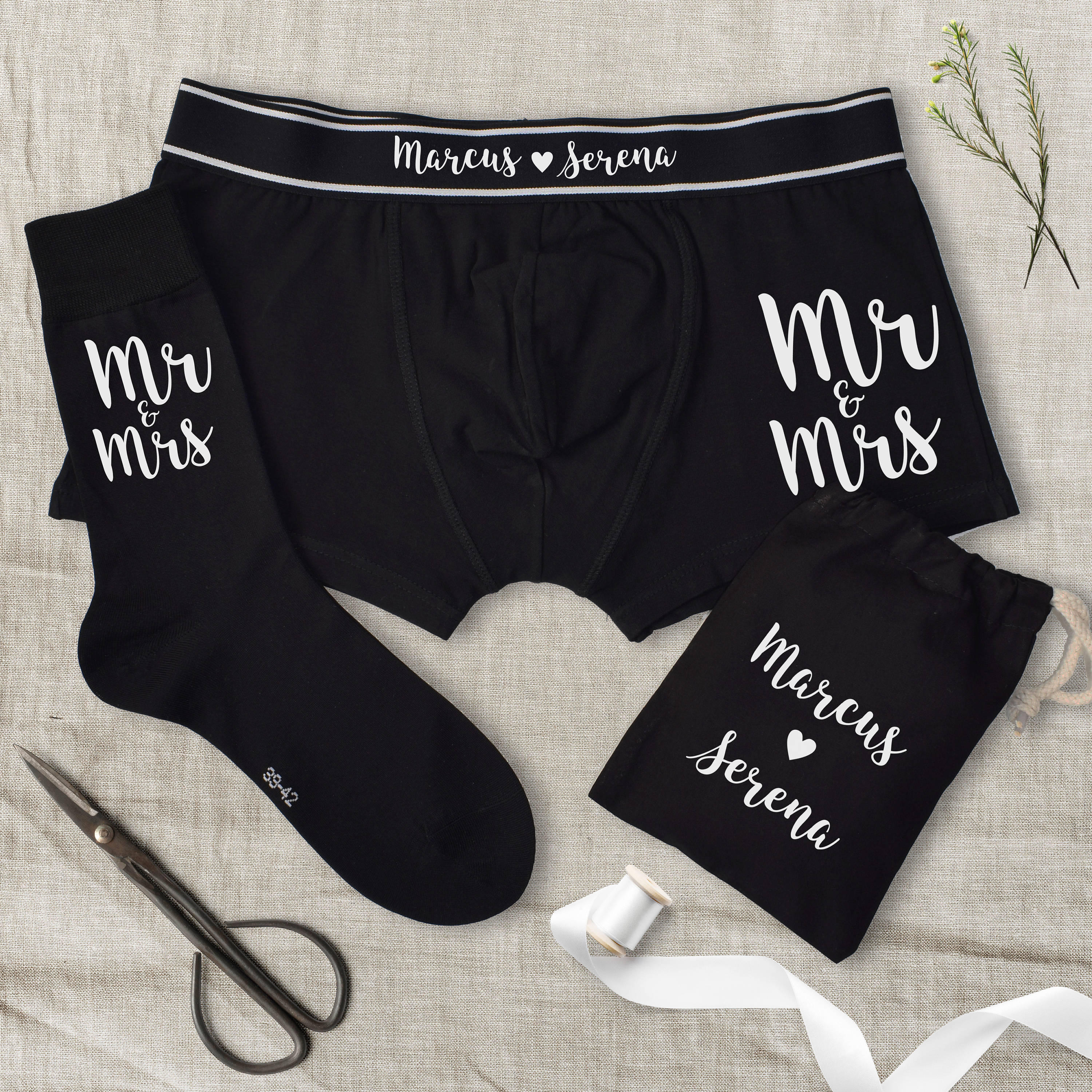 Mr and Mrs Boxers and Socks Gift Set