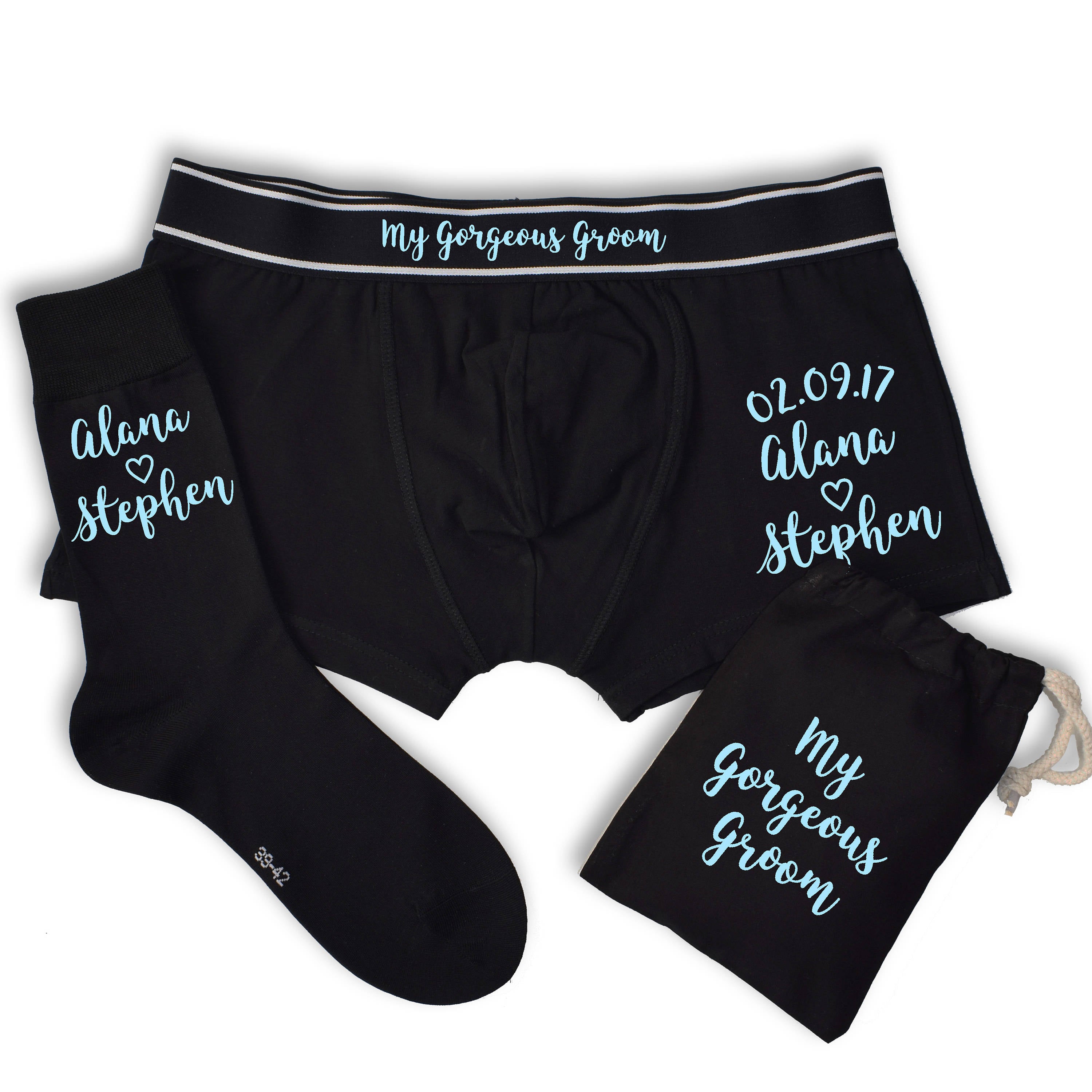 Wedding Date and Names Gorgeous Groom Underwear Gift Set
