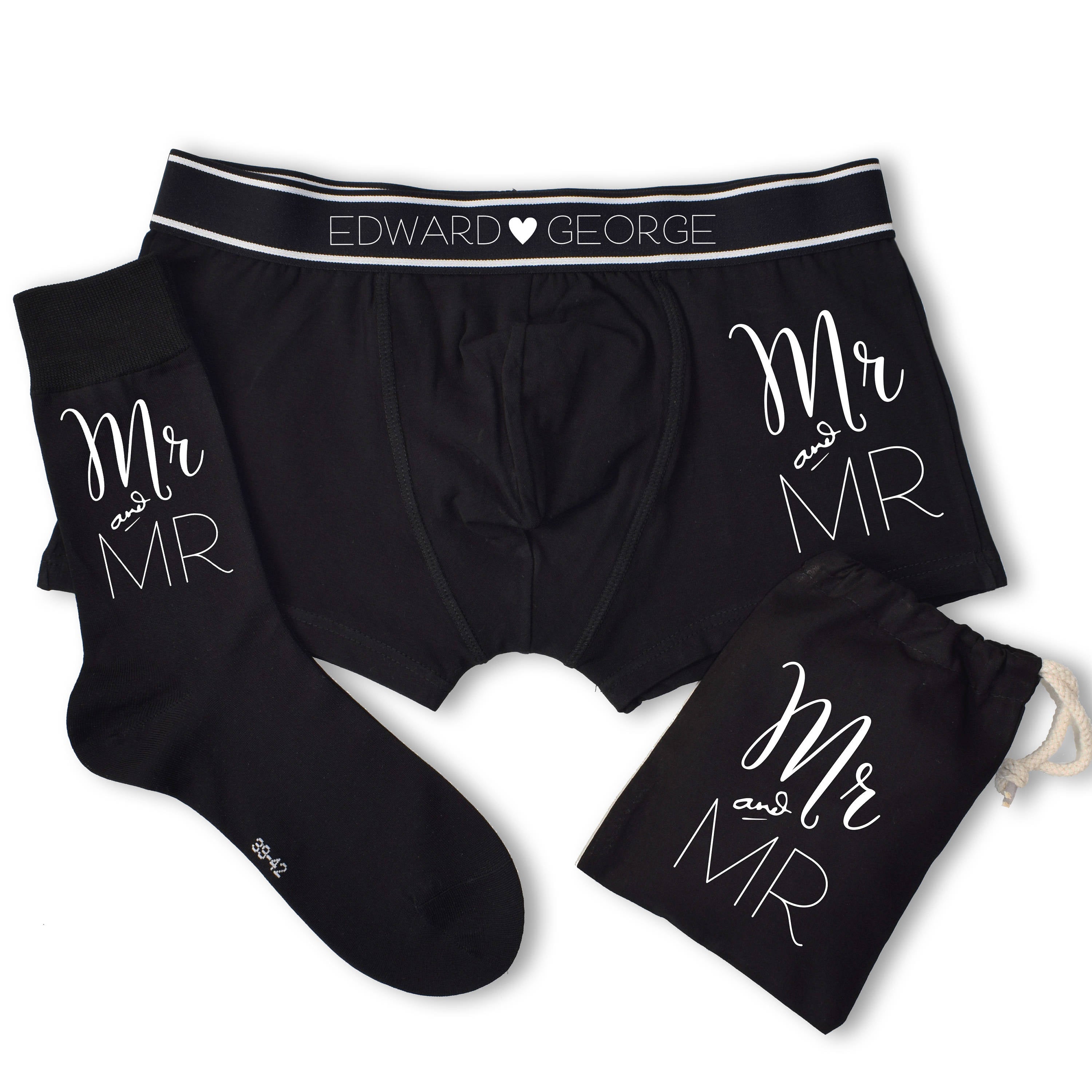 Mr and Mr Wedding, Boxers and Socks Set