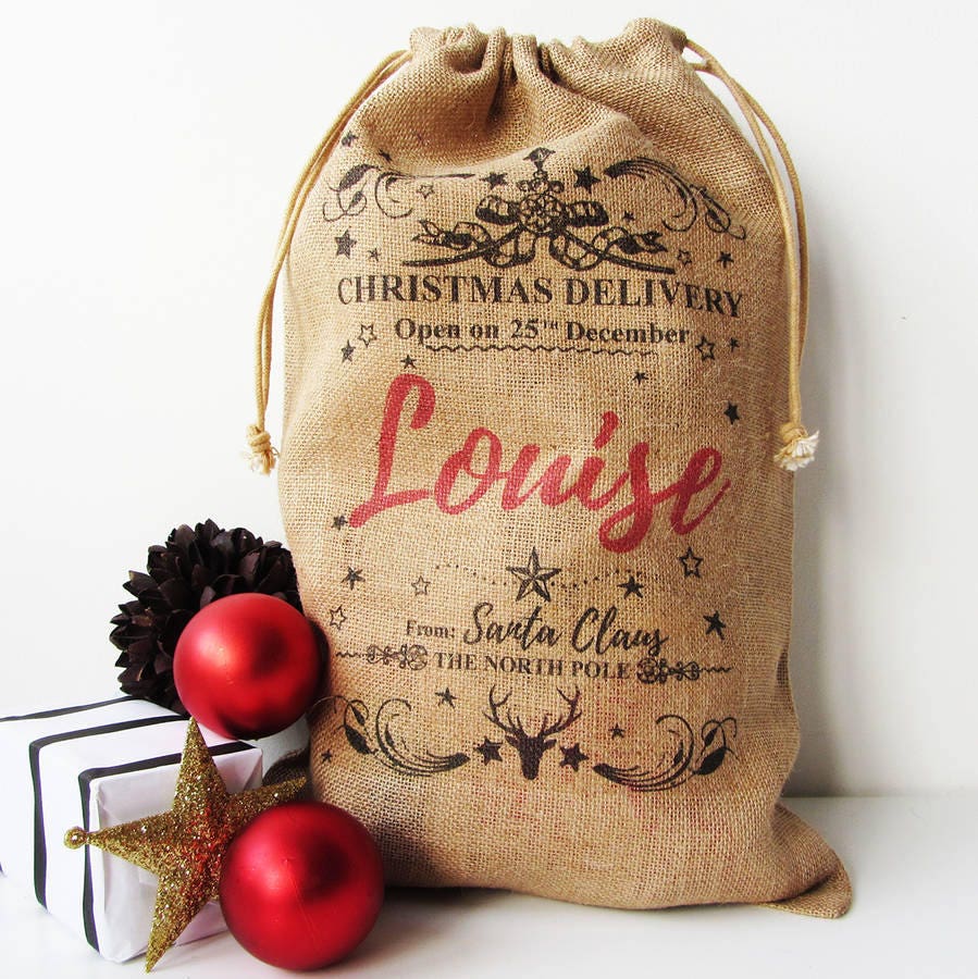 Personalised Burlap Christmas Sack