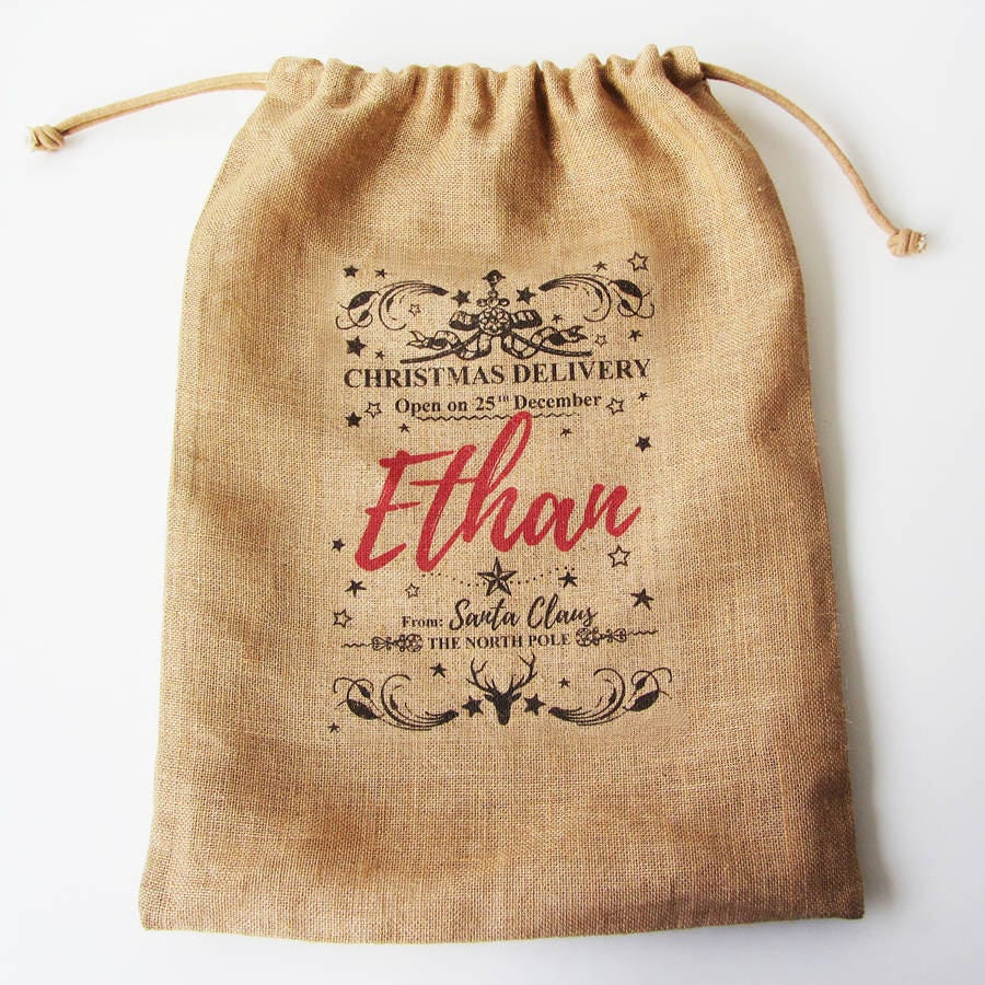 Personalised Burlap Christmas Sack